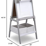 Delta Children MySize Kids Double-Sided Storage Easel -Ideal for Arts & Crafts, Drawing, Homeschooling and More - Greenguard Gold Certified, Grey