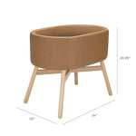 babyletto x GATHRE Capsule Bassinet in Vegan Camel Leather, Wipeable & Water Resistant