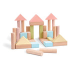 PlanToys 40 Piece Unit Block Building and Construction Block Set (5507) | Pastel Color Collection |Sustainably Made from Rubberwood and Non-Toxic Paints and Dyes