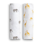 Delta Children 100% Cotton Flannel Baby Receiving Blankets for Girls and Boys – 30x30 Inches (Pack of 2), Safari Friends