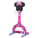 Delta Children Disney Minnie Mouse 4-in-1 Sports Center – Adjustable Easy Score Basketball Hoop, Soccer/Hockey Net and Golf Game, 4 Golf/Hockey Balls, Pink