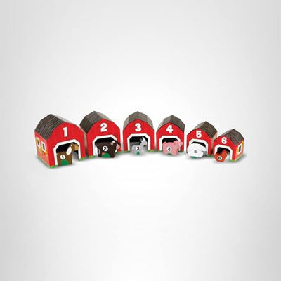 Melissa & Doug Nesting and Sorting Barns and Animals with 6 Numbered Barns and Matching Wooden Animals