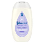 Johnson's sensitive care wash & shampoo bottle on a white background