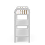 Storkcraft Pasadena Changing Table with Water-Resistant Changing Pad (White with Driftwood) - GREENGUARD Gold Certified, Includes Bonus Water-Resistant Changing Pad with Safety Strap, 2 Open Shelves