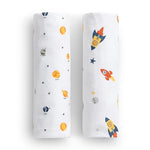 Delta Children 100% Cotton Flannel Baby Receiving Blankets for Girls and Boys – 30x30 Inches (Pack of 2), Space Exploration