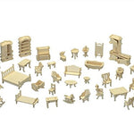 NWFashion 17" Wooden Dream Dollhouse 2 Floors with Furnitures DIY Kits for Christmas Party Dollouse (Gothic Furnitures Sets)