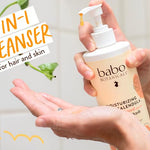 Babo Botanicals Moisturizing Baby 2-in-1 Shampoo & Wash with Oatmilk & Organic Calendula, 8 Fl Oz