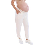 Motherhood Maternity Women's Scuba Underbelly Pregnancy Pocket Jogger Sweatpant, Winter White