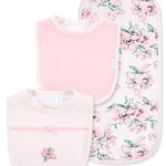 Little Me Clothes for Baby Girls' 100% Cotton 3-Piece Dream Floral Bib and Burp Set, 2 Bibs and 1 Shoulder Wrap