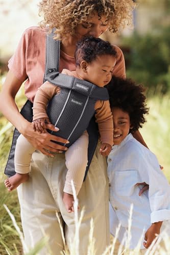 BabyBjörn Baby Carrier Mini, Anthracite, 3D Mesh | Newborn Carrier (7-25 lbs), Ergonomic, Easy-to-Use