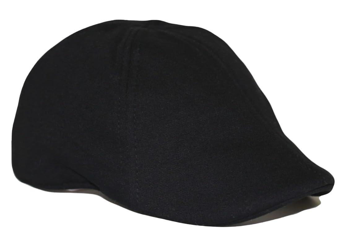 The Original Boston Scally Cap - The Scrapper Newsboy Flat Cap - 6 Panel Cotton Fitted Hat for Men - Black