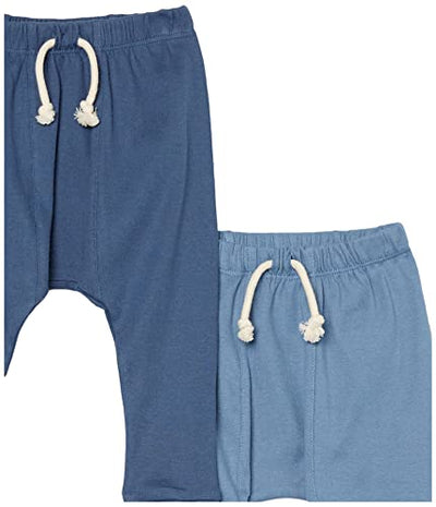 HonestBaby Multipack Honest Pants Joggers Pull on 100% Organic Cotton for Infant Baby and Toddler, Boys, Girls, Unisex, Ombre Blues, 24 Months