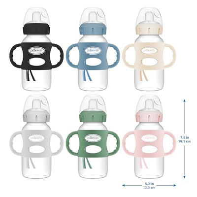 Dr. Brown's Milestones Wide-Neck Sippy Spout Bottle with 100% Silicone Handles, Easy-Grip Handles with Soft Sippy Spout, 9oz/270mL, Black, 1-Pack, 6m+