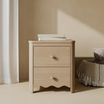 Storkcraft Casablanca 2 Drawer Nightstand (Driftwood) - GREENGUARD Gold Certified, Storage for Kids Bedroom, Premium Wood Nightstand with Elegant, Iconic Wave Detailing and Rounded Posts