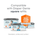 Diaper Genie Compact Pail Includes 1 Starter Square Refill That can Hold up to 165 Newborn-Sized Diapers.