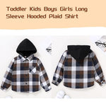 YOUNGER STAR Toddler KidsBaby Boys Hooded Plaid Shirt Classical Shirt Hooded Jacket Fall Winter Clothes (Brown, 12-18 Months)