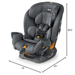 Chicco OneFit ClearTex All-in-One Car Seat, Slim Design, Rear-Facing Seat for Infants 5-40 lbs., Forward-Facing 25-65 lbs., Booster 40-100 lbs., Convertible Car Seat | Slate/Grey