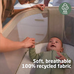 Maxi-Cosi Iora Baby Bassinets Bedside Sleeper, Portable Bassinet, Infant Bedside Sleeper Crib, Height Adjustable, Breathable Mesh, Large Storage Basket, Classic Oat
