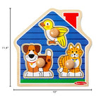 Melissa & Doug Pets Jumbo Peg Wooden Puzzle; Animal Puzzles, Peg Puzzles for Toddlers Ages 1+