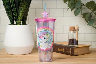 Silver Buffalo My Little Pony Featuring Starshine Plastic Cold Cup with Lid and Straw Topper, 24 Ounces