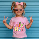 DDSOL Toddler Girls Easters T-Shirt Hip Hop Bunny Shirts Short Sleeve Tee for Baby Girls Kids Cotton Tops 6 Years