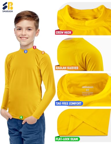 Boys Rash Guard Swim Shirt Long Sleeve for Toddler Kids Rashguard Water Shirt UPF50+ Swimming Fishing Sun SPF Shirt 3T Ginger Yellow