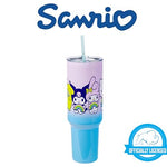 Silver Buffalo Sanrio Hello Kitty and Friends Featuring My Melody, Kuromi, and Pompompurin Rainbow Ombre Stainless Steel Tumbler with Handle and Straw, Fits in Standard Cup Holder, 40 Ounces