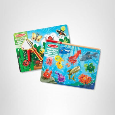 Melissa & Doug Magnetic Wooden Puzzle Game Set: Fishing and Bug Catching