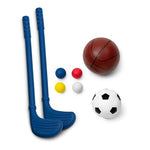 Delta Children PAW Patrol 4-in-1 Sports Center – Adjustable Easy Score Basketball Hoop, Soccer/Hockey Net and Golf Game, Blue