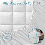 HYLEORY King Mattress Pad Quilted Fitted Mattress Protector Cooling Pillow Top Mattress Cover Breathable Fluffy Soft Mattress Topper with 8-21" Deep Pocket