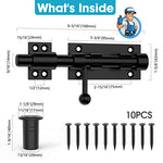 MeBantoo Slide Bolt Gate Latch Hardware, Barrel Bolt Latch, 6.3 Inch Heavy Duty Solid 304 Stainless Steel Black Finish Lock for Wooden Fence/Shed/Yard/Barn Door/Interior and Outdoor (Black)