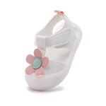 LIZISHU Baby Girls Closed Toe Sandals Soft Non-Slip Rubber Sole First Walkers Cute Flower Princess Summer Shoes for Infant Toddler Girls(228-White-16,Size 4.5)