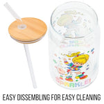 Silver Buffalo Rainbow Brite Stars Sparkle Featuring Twink Glass Jar Tumbler with Bamboo Lid and Glass Straw, 16 Ounces