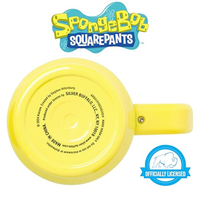 Silver Buffalo Spongebob Squarepants Smiling Face Stainless Steel Tumbler with Handle and Straw, Fits in Standard Cup Holder, 40 Ounces