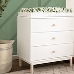 Babyletto Gelato 3-Drawer Changer Dresser with Removable Changing Tray in White and Washed Natural, Greenguard Gold Certified