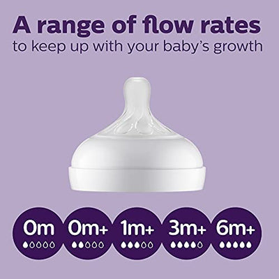 Philips AVENT Natural Response Baby Bottle Nipples Flow 3, 1M+,SCY963/04 , 4 Count (Pack of 1)