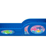 Baby Shark Plastic Sleep and Play Plastic Toddler Bed with Attached Guardrails by Delta Children, Blue