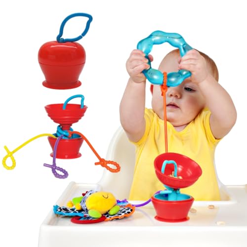 Grapple Suction Cup High Chair Toys Holder | 3 Toy Tethers Keep Toys from Falling | Holds Teethers, Toys, Snack Cups | for Babies 6-12 Months | Perfect for Travel and Restaurant