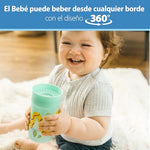 Dr. Brown's Milestones Cheers 360 Spoutless Transition Cup, Travel Friendly and Leak Free Sippy for Babies and Toddlers, Blue/Green Animals, BPA-Free, 10 oz/300 mL, 9m+, 2-Pack