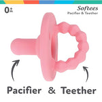 Nuby Silicone Softees Pacifier and Teethers - (5-Pack) Silicone Baby Pacifiers and Teethers - 0+ Months - Assorted Pastel Colors