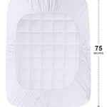 Utopia Bedding Twin Mattress Pad, Quilted Fitted Premium Mattress Protector, Deep Pocket Cover Stretches up to 16 Inches, Fluffy Pillow Topper (39x75 Inches, White)