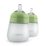 Nanobebe Flexy Silicone Baby Bottle, Anti-Colic, Natural Feel, Non-Collapsing Nipple, Non-Tip Stable Base, Easy to Clean 2-Pack, Sage, 9oz