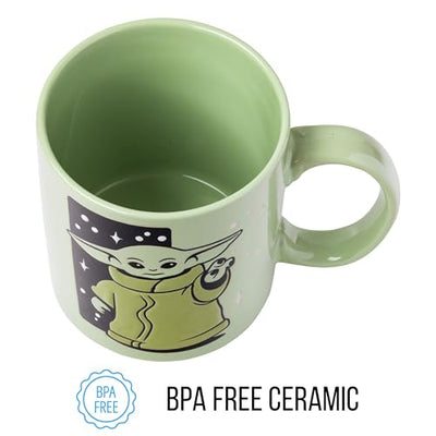 Silver Buffalo Star Wars Mandalorian Child Star Wars Wax Resist Ceramic Mug, 20 Ounces