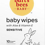 Burt’s Bees Baby Wipes, Unscented Natural for Sensitive Skin with Aloe and Vitamin E - 72 Baby Wipes – 10 Pack