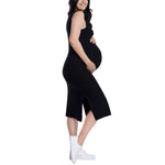 Motherhood Maternity Women's Sleeveless Crew Neck Rib Knit Midi Pregnancy Bodycon Dress, Black, Large
