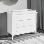 Babyletto Sprout 3-Drawer Changer Dresser with Removable Changing Tray in White, Greenguard Gold Certified