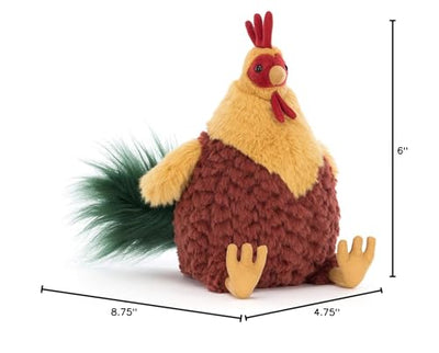 Jellycat Cluny Cockerel Rooster Stuffed Animal, 10 inches - Chicks & Chickens Plush Toy - Classic Children's Gift