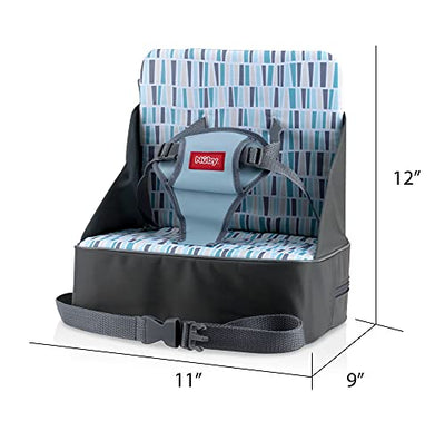 Nuby Easy Go Booster Seat - Travel Booster Seat for Babies and Toddlers - Holds Up to 50 Pounds - 9+ Months - Gray