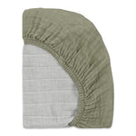 Babyletto Muslin Baby Bassinet Sheets for Girls & Boys - GOTS Certified Breathable Organic Cotton Cover, 360° Fitted, Soft, Gentle & Cozy Rectangle Bedside Bassinet Sheets - Matcha Green