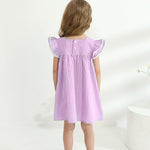 Baby Girl Clothes 3 6 Month Girl Clothes Summer Purple Dress Ruffle Fly Sleeve Square Neck A Line Casual Sundress Infant Dress Cute 2 Piece Outfit
